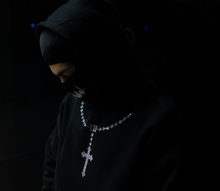 Load image into Gallery viewer, ROSARY RHINESTONE HOODIE BLACK
