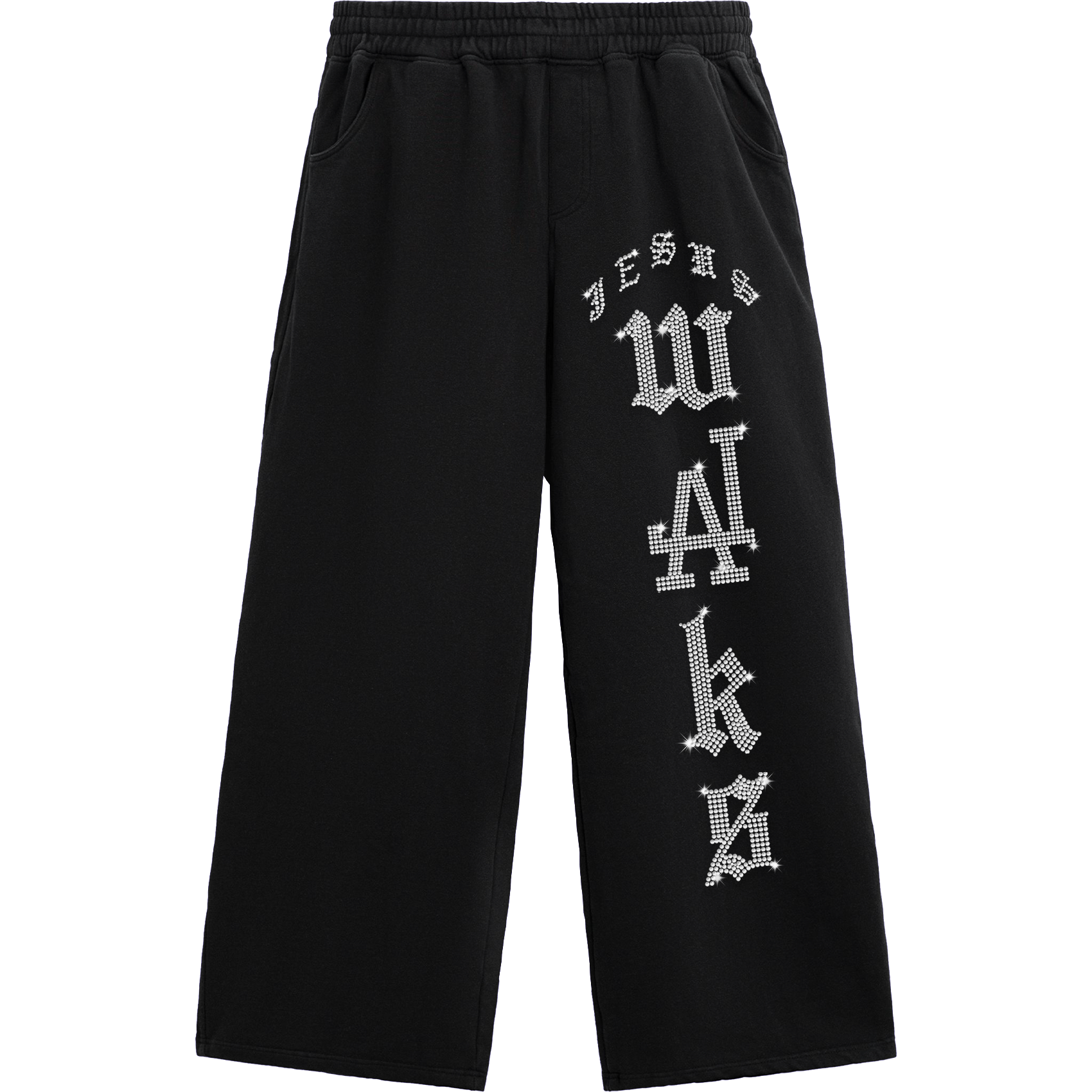 JESUS WALKS RHINESTONE SWEATPANTS BLACK