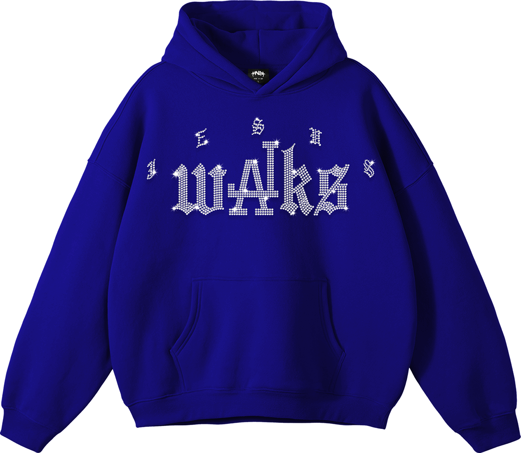 JESUS WALKS RHINESTONE HOODIE ROYAL