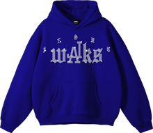 Load image into Gallery viewer, JESUS WALKS RHINESTONE HOODIE ROYAL
