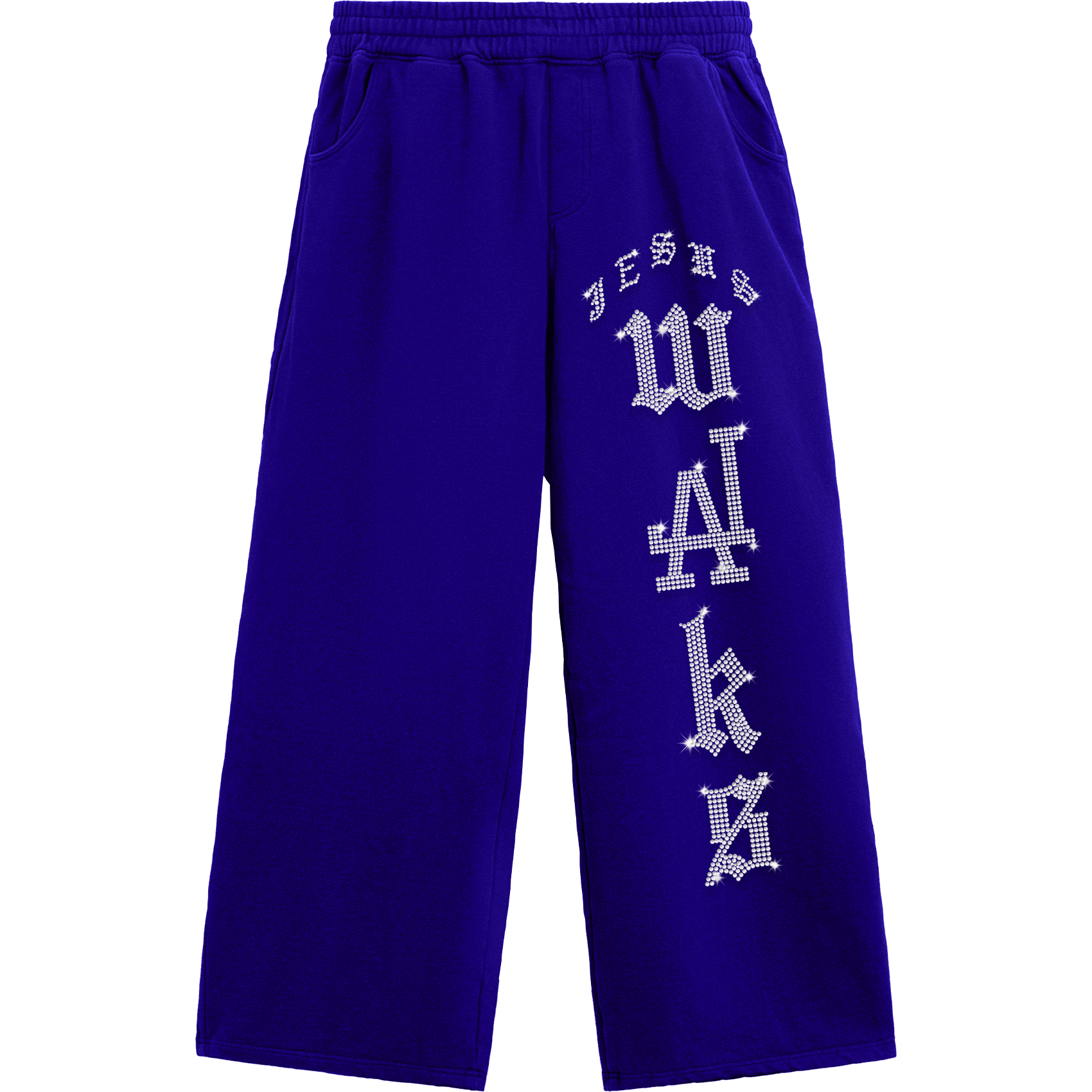 JESUS WALKS RHINESTONE SWEATPANTS ROYAL
