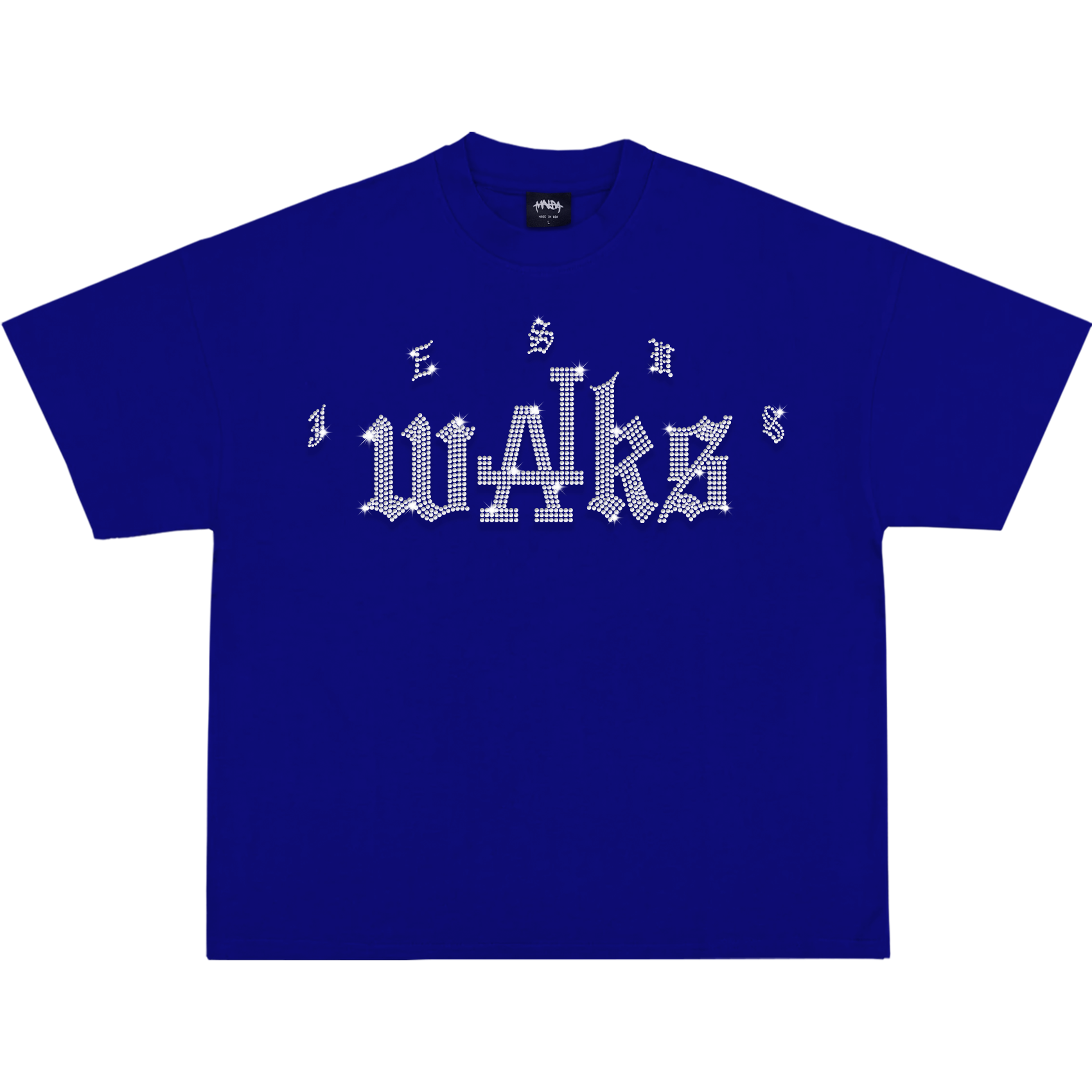 JESUS WALKS RHINESTONE TEE ROYAL