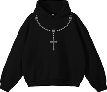 Load image into Gallery viewer, ROSARY RHINESTONE HOODIE BLACK
