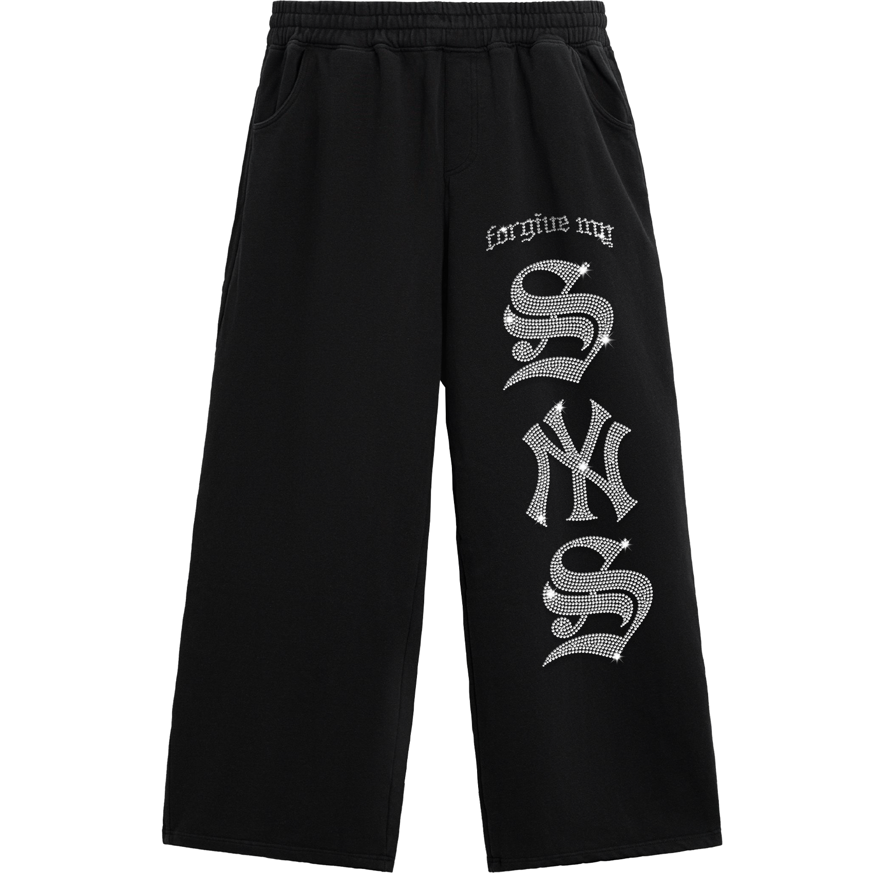 FORGIVE MY SYNS RHINESTONE SWEATPANTS BLACK