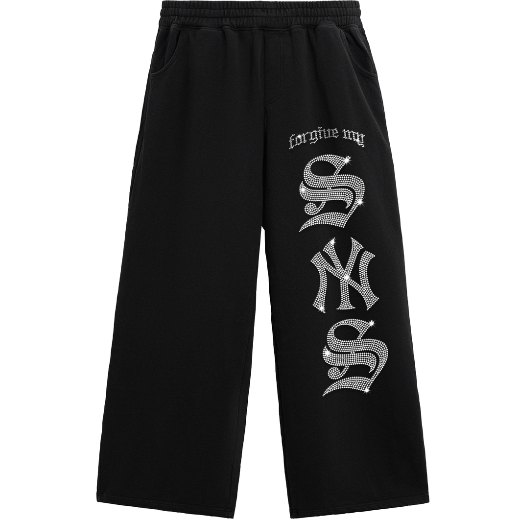 FORGIVE MY SYNS RHINESTONE SWEATPANTS BLACK