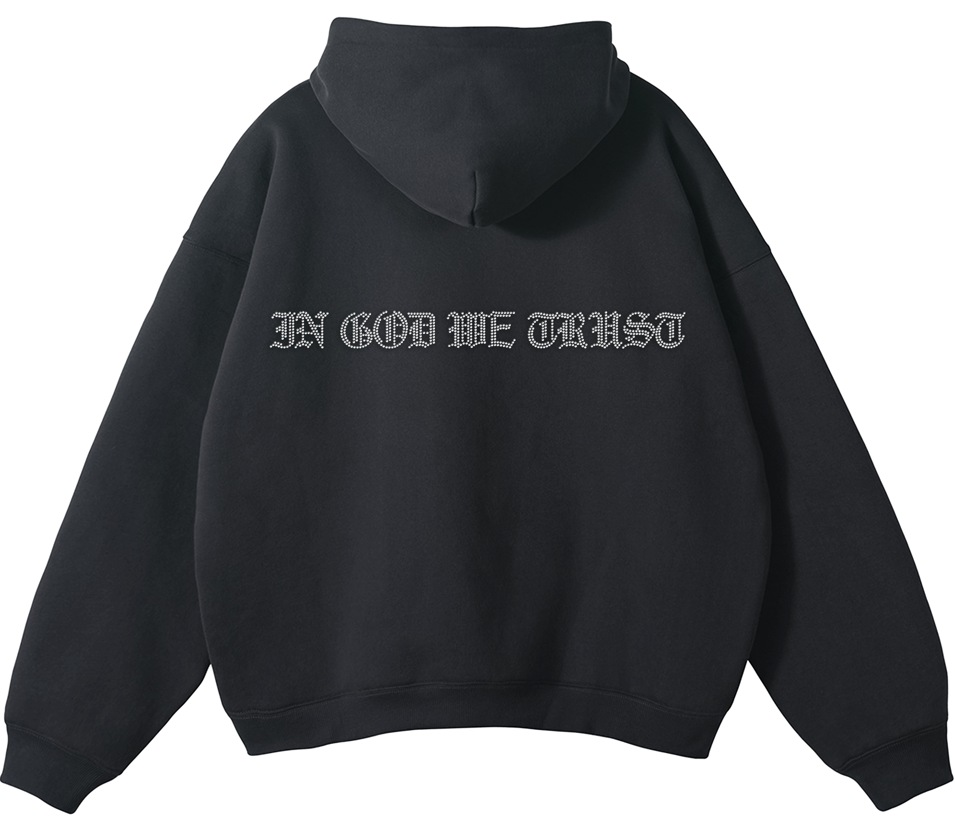 ROSARY RHINESTONE HOODIE CHAROCAL