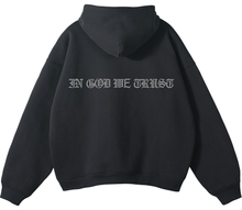 Load image into Gallery viewer, ROSARY RHINESTONE HOODIE CHAROCAL
