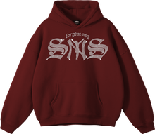 Load image into Gallery viewer, FORGIVE MY SYNS RHINESTONE HOODIE &quot;CRIMSON RED&quot;
