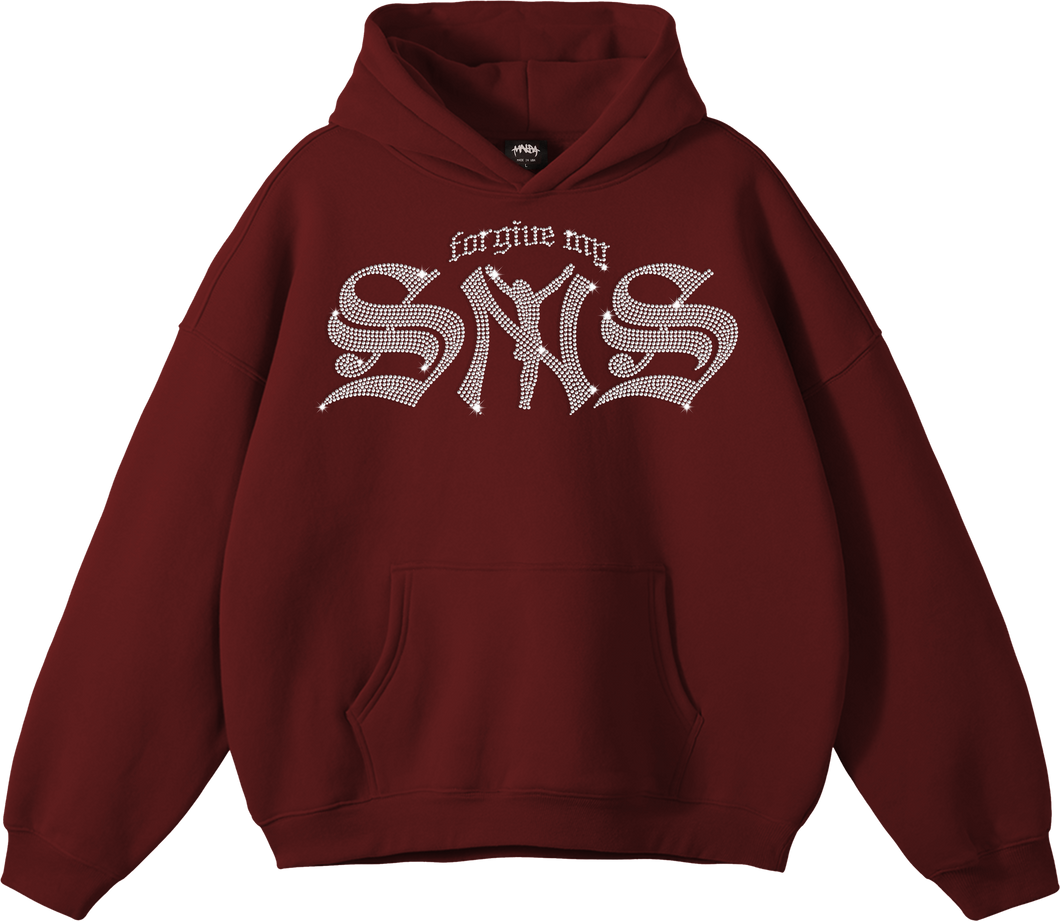 FORGIVE MY SYNS RHINESTONE HOODIE 