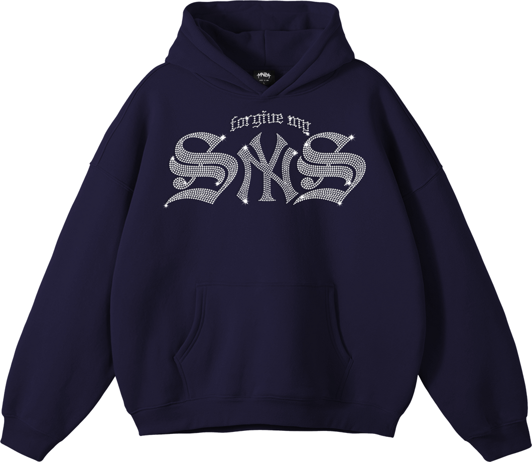 SYNS RHINESTONE HOODIE NAVY
