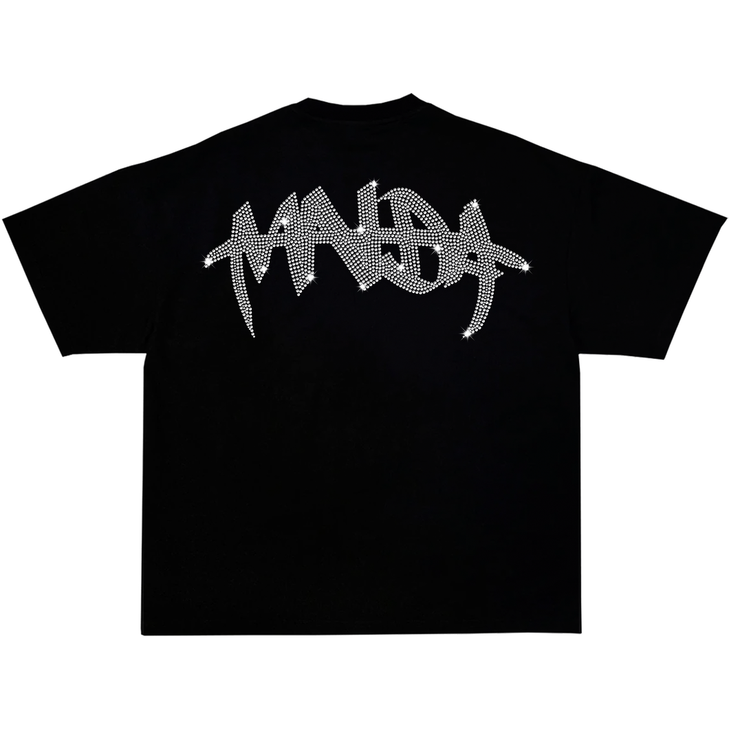 MNDA RHINESTONE TEE BLACK