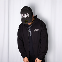 Load image into Gallery viewer, MNDA RHINESTONE ZIP UP HOODIE BLACK
