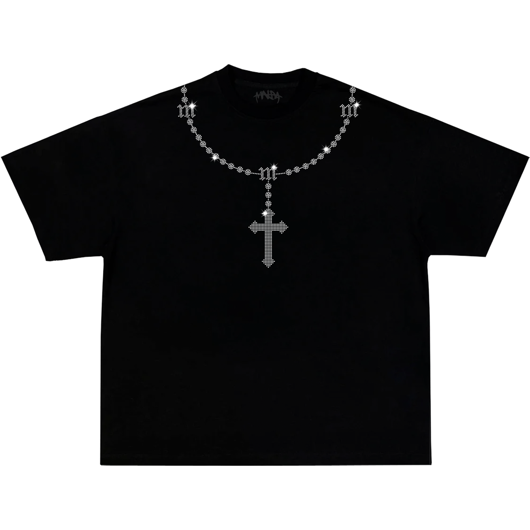 ROSARY RHINESTONE TEE BLACK