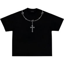 Load image into Gallery viewer, ROSARY RHINESTONE TEE BLACK
