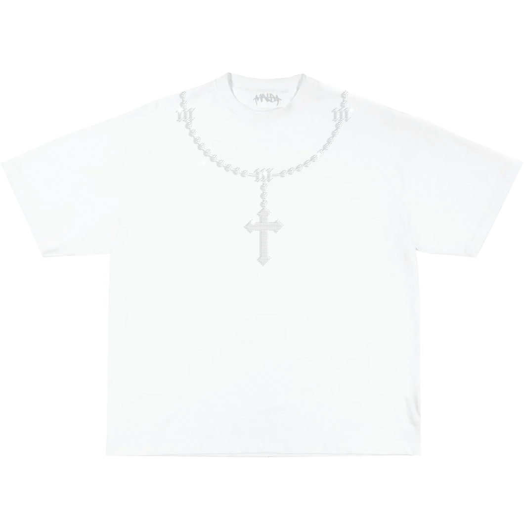 ROSARY RHINESTONE TEE WHITE