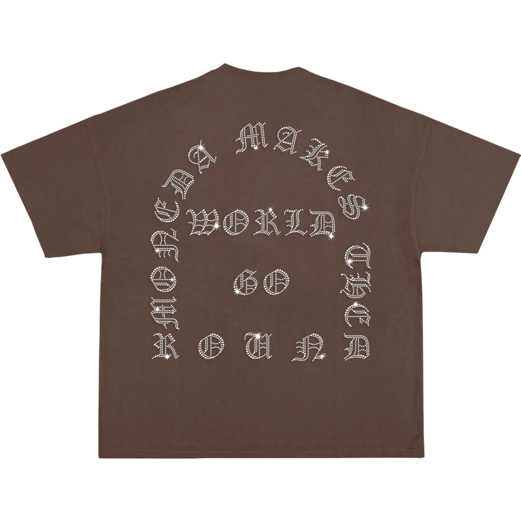 WORLD GOES ROUND TEE MOCHA